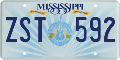 MS license plate ZST592