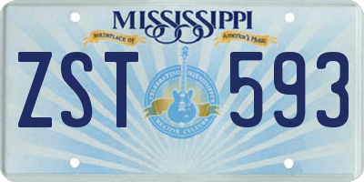 MS license plate ZST593
