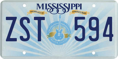 MS license plate ZST594