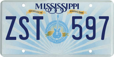 MS license plate ZST597