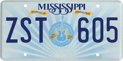 MS license plate ZST605