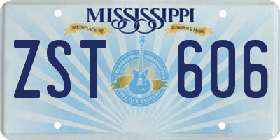 MS license plate ZST606