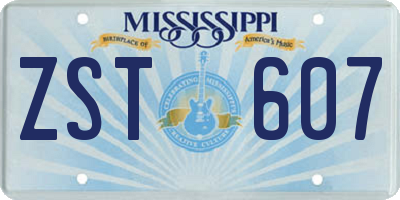 MS license plate ZST607