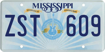 MS license plate ZST609