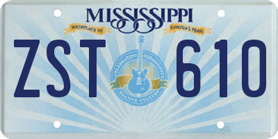 MS license plate ZST610