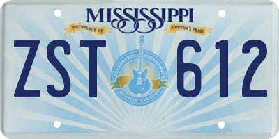 MS license plate ZST612