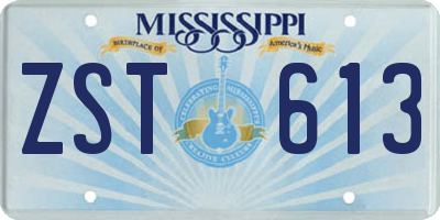 MS license plate ZST613