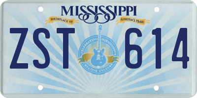 MS license plate ZST614