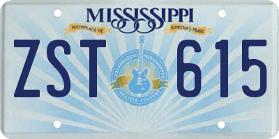 MS license plate ZST615