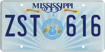 MS license plate ZST616