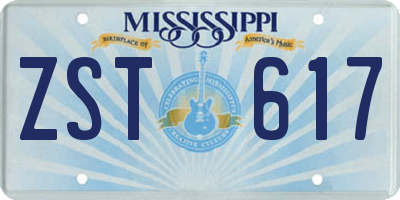 MS license plate ZST617