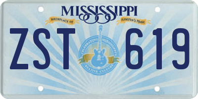 MS license plate ZST619