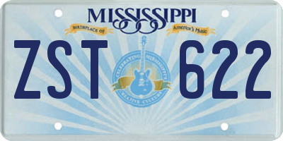 MS license plate ZST622