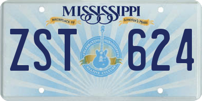 MS license plate ZST624