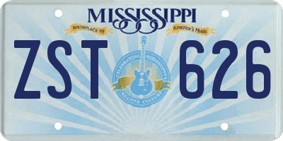 MS license plate ZST626