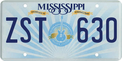MS license plate ZST630
