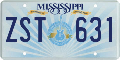 MS license plate ZST631