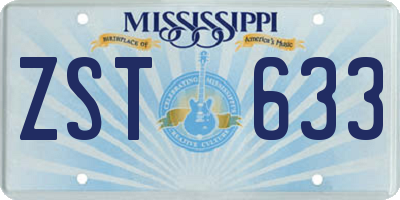 MS license plate ZST633