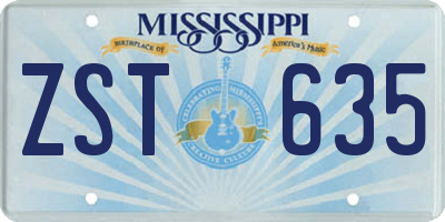 MS license plate ZST635
