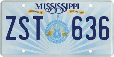 MS license plate ZST636