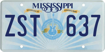 MS license plate ZST637