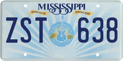 MS license plate ZST638