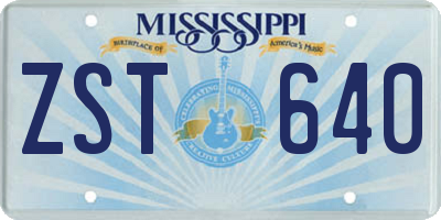 MS license plate ZST640