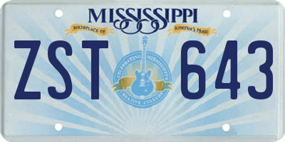 MS license plate ZST643