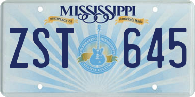 MS license plate ZST645