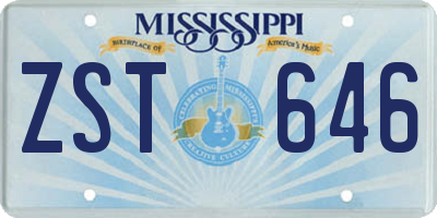 MS license plate ZST646