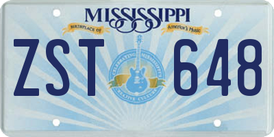 MS license plate ZST648