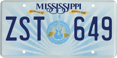 MS license plate ZST649
