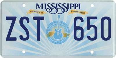MS license plate ZST650