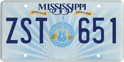 MS license plate ZST651