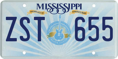 MS license plate ZST655