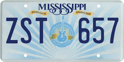 MS license plate ZST657