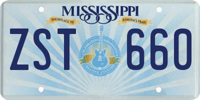 MS license plate ZST660