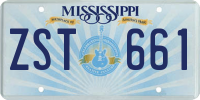 MS license plate ZST661