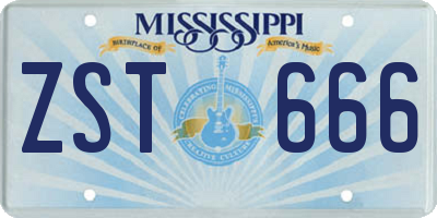 MS license plate ZST666
