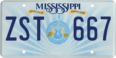 MS license plate ZST667
