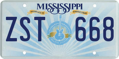 MS license plate ZST668
