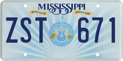 MS license plate ZST671