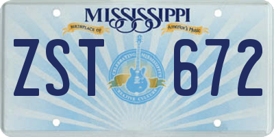 MS license plate ZST672