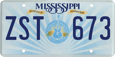 MS license plate ZST673