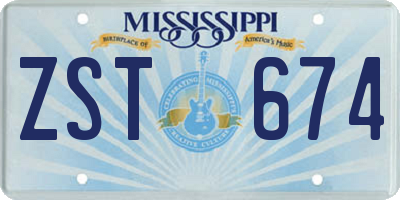 MS license plate ZST674