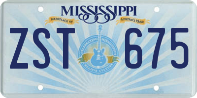 MS license plate ZST675
