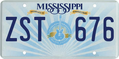 MS license plate ZST676