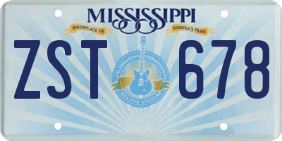 MS license plate ZST678