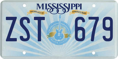 MS license plate ZST679