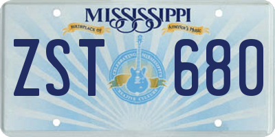 MS license plate ZST680